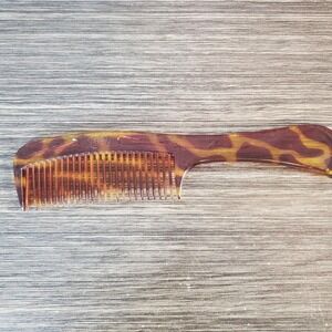 Vintage Clear Tortoise Brown Plastic 1980's Women's 8" GOODY Hair COMB W/ Handle